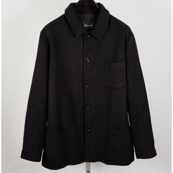Giorgio Armani Black Label jacket coat XXL 58 US 48 100% cashmere black